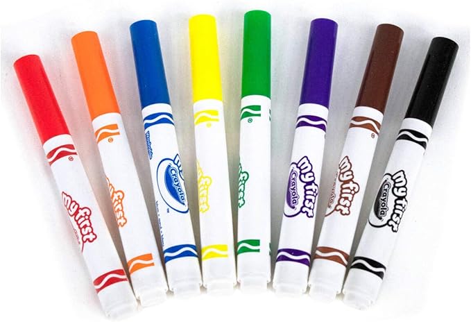 CRAYOLA MyFirst Washable Markers - Assorted Colours (Pack of 8) | Easy-Grip Markers Ideal for Toddlers Hands | Ideal for Kids Aged 12+ Months