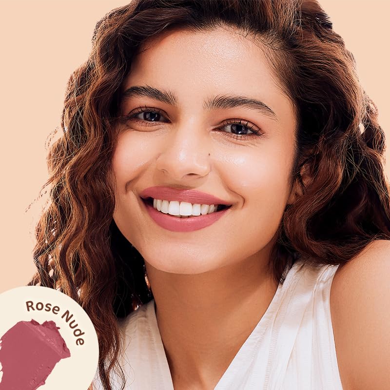 MAMAEARTH Creamy Matte Lipstick with Murumuru Butter & Vitamin E, 4.2g | Creamy matte lipstick formulated with Murumuru Butter and Vitamin E.