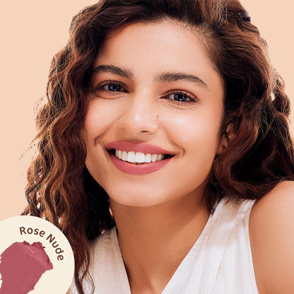 MAMAEARTH Creamy Matte Lipstick with Murumuru Butter & Vitamin E, 4.2g | Creamy matte lipstick formulated with Murumuru Butter and Vitamin E.