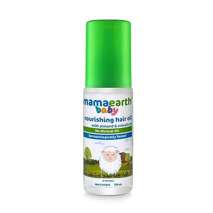 Mamaearth Baby Hair Oil with Almond & Avocado Oil, 100ml | Baby hair oil formulated with almond and avocado oils.