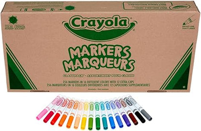 Crayola Broad Line Markers Classpack (256 Ct), Bulk Markers for Kids, Art Supplies for School, Classroom Must Haves, Preschool & Kindergarten Supplies