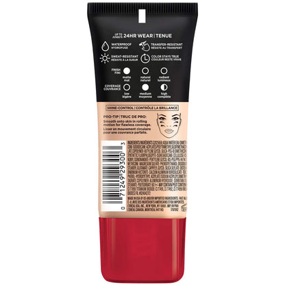 L'Oreal Paris Cosmetics Makeup Infallible Pro-Matte Liquid Longwear Foundation, Shell Beige, 1 fl oz.