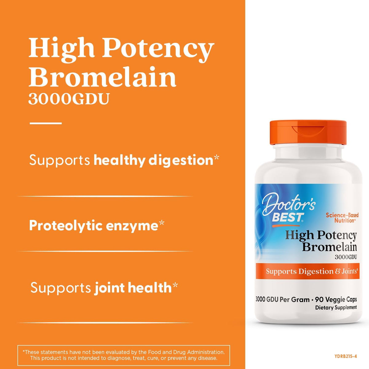 Doctor's Best Bromelain Supplement 500 mg, for Men & Women, 90 Veg Caps