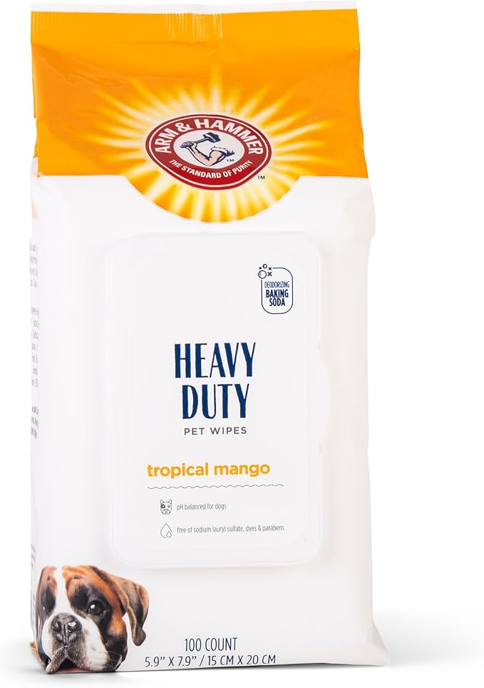 Arm & Hammer Heavy Duty Multipurpose Dog Wipes, Mango, 100 Count, 3-Pack