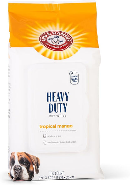 Arm & Hammer Heavy Duty Multipurpose Dog Wipes, Mango, 100 Count, 3-Pack