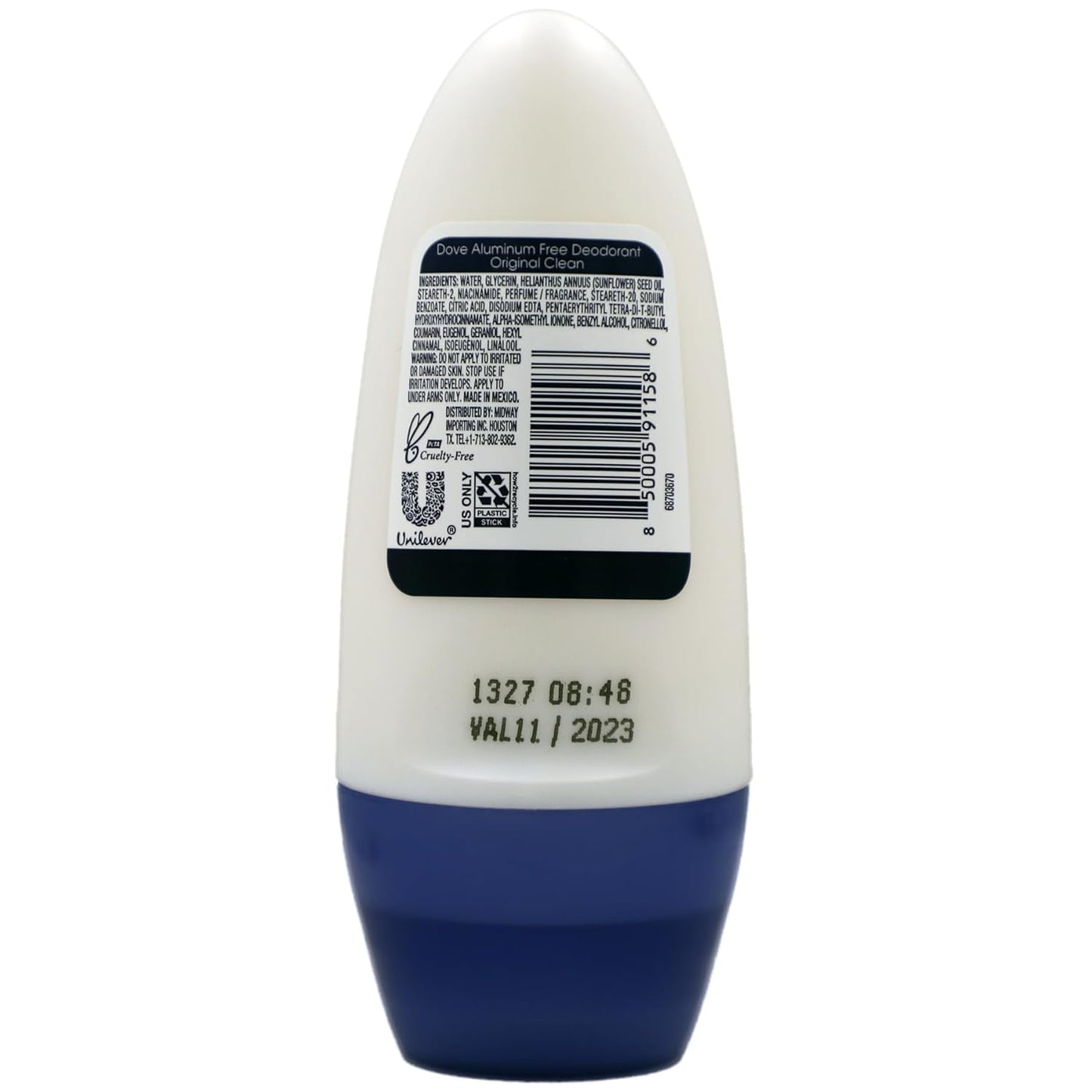 Dove Original Clean Roll On Deodorant, Aluminum Free, All Day Odor Protection, 12-Pack, 1.7 FL Oz Each, 4 Bottles