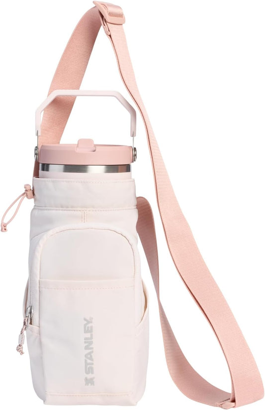 STANLEY Vitalize Carry-All Bag | Bottle Holder with Drawstring Cinch | Adjustable Shoulder Strap | Zippered Valuables Pocket | Durable Recycled Fabric | Rose Quartz
