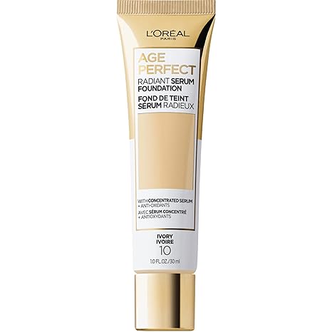 L'Oreal Paris Age Perfect Radiant Serum Foundation with SPF 50, Ivory, 1 fl. oz.