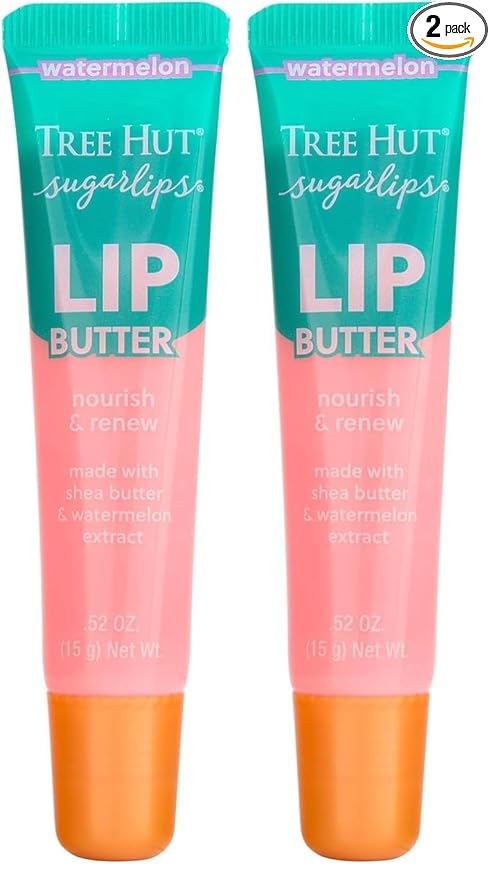 Tree Hut Watermelon Sugarlips Lip Butter, Easter Gifts for Women, Hydrating Lip Care to Lock in Moisture & Nourish Lips, Smooth & Soft Finish, 0.52 fl oz (Pack of 2)