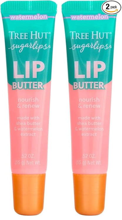 Tree Hut Watermelon Sugarlips Lip Butter, Easter Gifts for Women, Hydrating Lip Care to Lock in Moisture & Nourish Lips, Smooth & Soft Finish, 0.52 fl oz (Pack of 2)