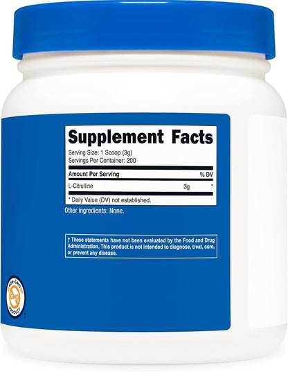 Nutricost Pure L-Citrulline (Base) Powder (600 Grams)