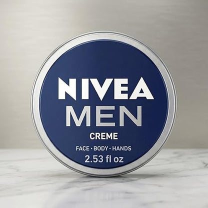 2x Nivea MEN CREME Cream FACE HAND BODY Moisturiser Dry Skin 75ml TIN by Nivea