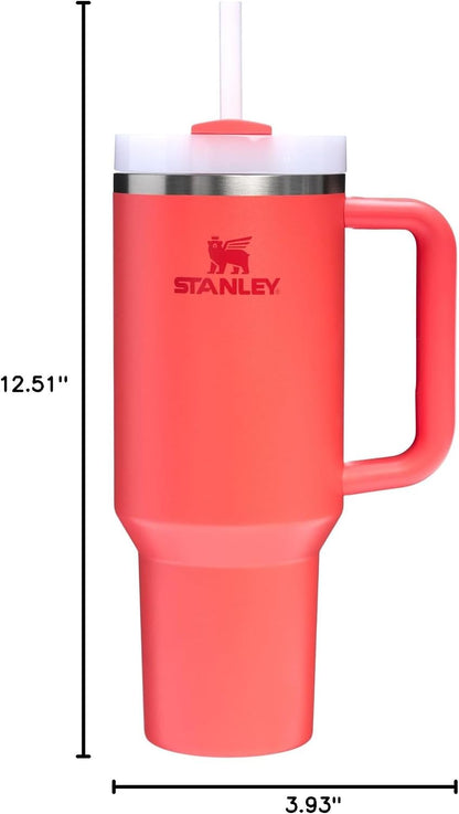 Stanley Quencher H2.0 Tumbler with Handle and Straw 40 oz | Flowstate 3-Position Lid | Cup Holder Compatible for Travel | Insulated Stainless Steel Cup | BPA-Free | Hot Coral