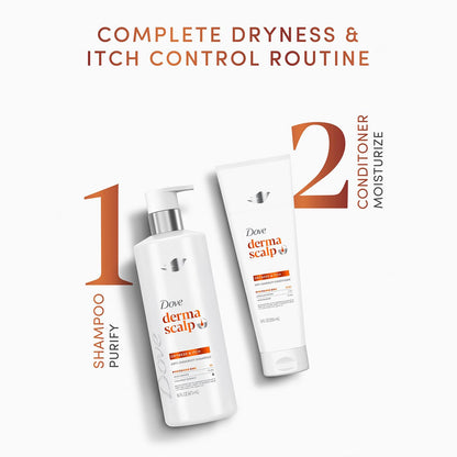Dove Derma Scalp Anti-Dandruff Shampoo, Conditioner + 3-in-1 Scalp Serum – Dandruff & Itch Relief Treatment with 1% Pyrithione Zinc, Niacinamide
