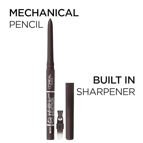 L'Oreal Paris Makeup Infallible Never Fail Original Mechanical Pencil Eyeliner with Built in Sharpener, Black Brown, 0.008 oz., 1 Count
