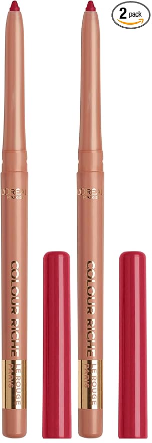 L'Oreal Paris Colour Riche Lip Liner Pencil, Creamy Lip Liner with Omega 3 and Vitamin E, 300 Le Rouge Paris (True Red) (Pack of 2)