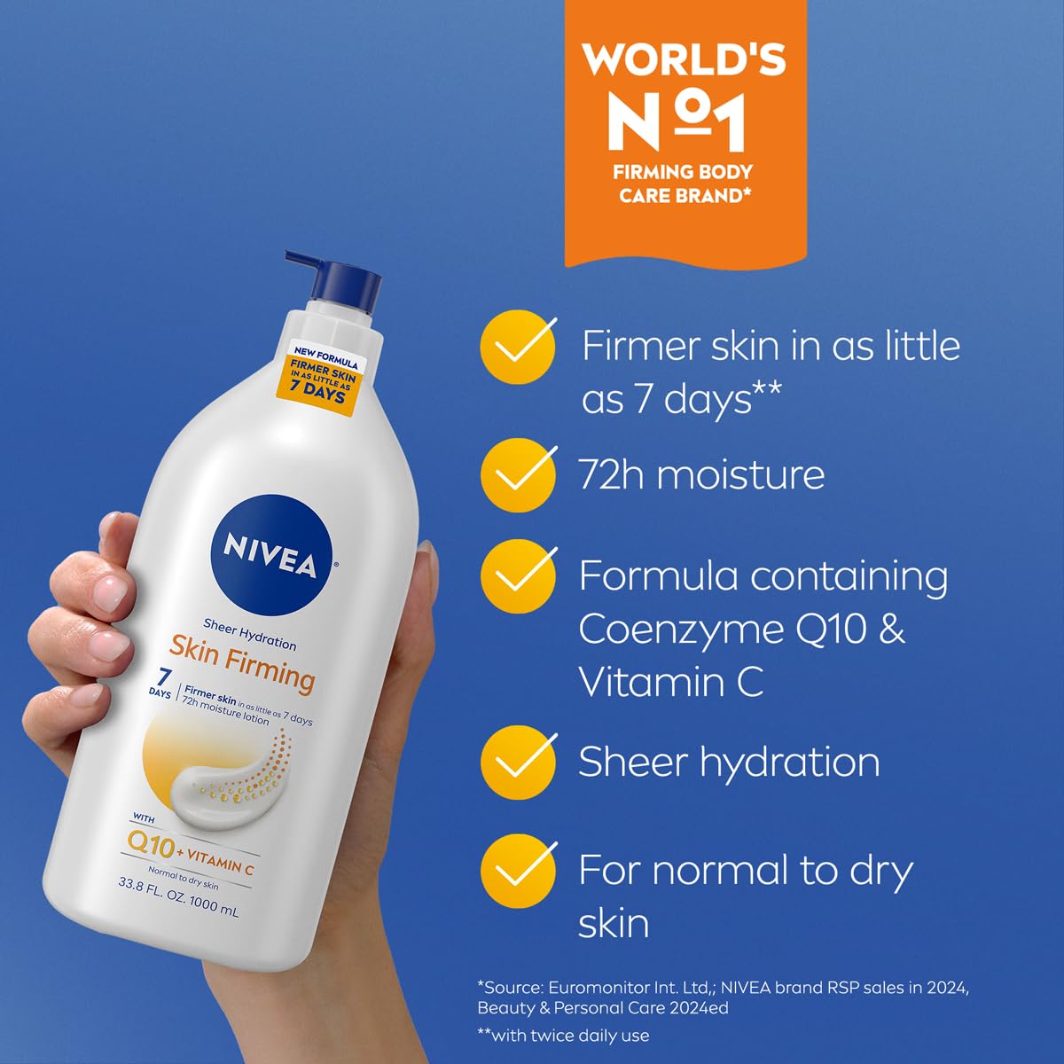 NIVEA Sheer Hydration Skin Firming Body Lotion, 33.8 Fl Oz (Pack of 9)
