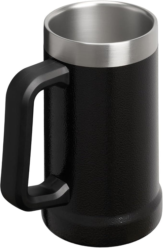 STANLEY Stay-Chill Beer Stein 24 oz | Heavy Duty Big Grip Handle | Beer Tumbler Drink Cup, Holds 2 Cans | Insulated Stainless Steel Party Mug | BPA-Free | Hammertone Black