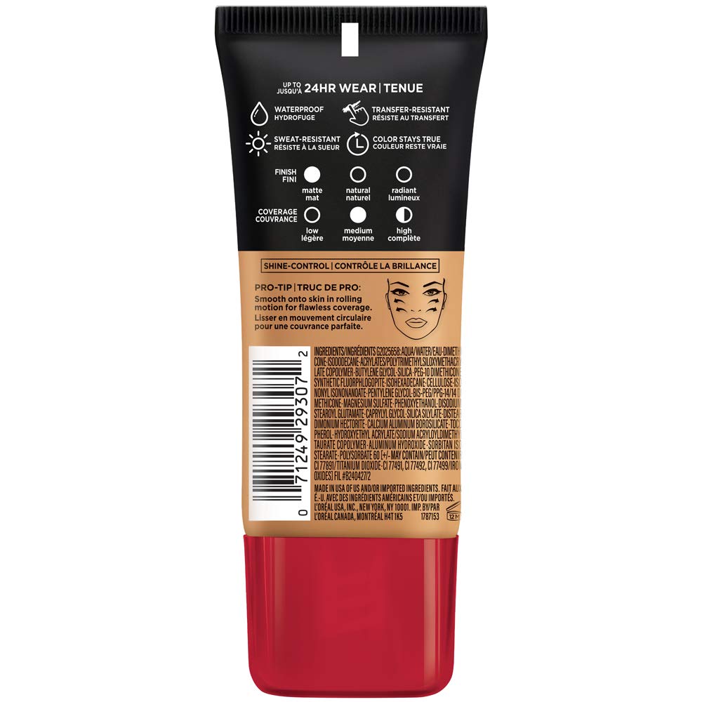L'Oreal Paris Cosmetics Makeup Infallible Pro-Matte Liquid Longwear Foundation, Caramel Beige, 1 fl oz (Pack of 2)