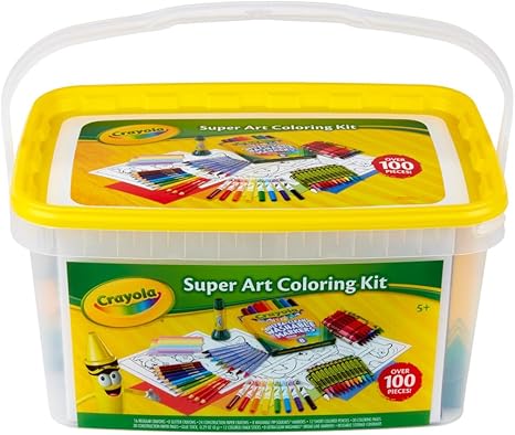 Crayola Super Art Coloring Kit (100+ Pcs), Kids Art Supplies Set with Crayons, Markers & Colored Pencils, Craft & Coloring Kit with Storage Tub, Ages 5+ [Amazon Exclusive]