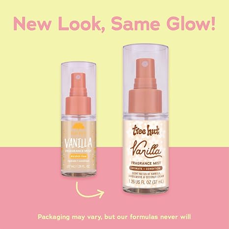 Tree Hut Mini Vanilla Hair & Body Mist, Hydrating & Alcohol-Free Body Spray, Fragrance with Vanilla, Sandalwood & Coconut Notes, Alcohol-Free Formula, Versatile Body Spray, Travel Size, 1.26 fl oz