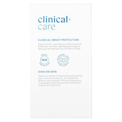 Dove Clinical + Care Antiperspirant Deodorant Stick for Women, 96H Clinical Strength Sweat & Odor Protection, With Nourishing Serum, Original Clean with Fresh Scent, 1.7 oz