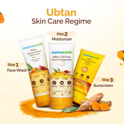 Mamaearth Ubtan De Tan Face Wash | Helps Reduce Tanning & Sun Damage | Gently Cleanses Dirt & Excess Oil | Enriched with Turmeric & Saffron | 3.38 Fl Oz (100ml)