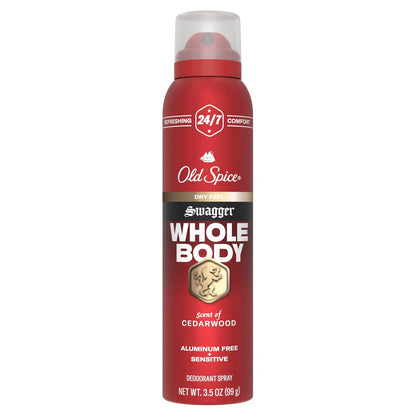 Old Spice Whole Body Deodorant for Men, Swagger, Aluminum Free Spray for 24/7 Freshness, Dermatologist Tested Whole Body Deodorant, 3.5 Ounce