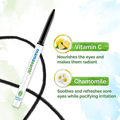 MAMAEARTH Charcoal Black Kajal with Vitamin C & Chamomile, 0.35g | Charcoal Black kajal formulated with Vitamin C and Chamomile.