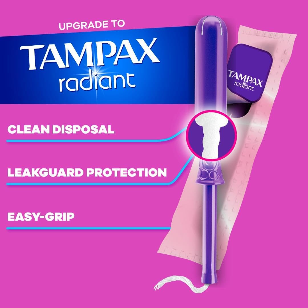 Tampax Pearl Tampons Multipack, with LeakGuard Braid, Light/Regular/Super Absorbency, Up to 100% Leak and Odor Free Protection, Unscented, 34 Count