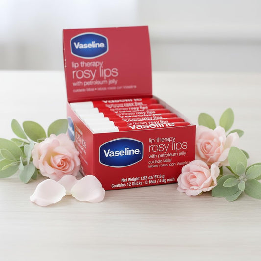 Vaseline Lip Rosy, Fast-Acting Nourishment, Ideal for Chapped, Dry, Cracked, or Damaged Lips, Lip Balm,12 Sticks, 1 Box