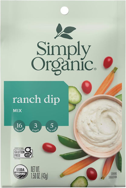 Simply Organic Dip Mix, Ranch, 1.5 oz (Pack of 5)