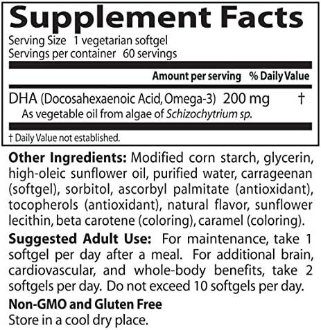 Doctors Best Vegan DHA from Algae, Non-GMO, 60 Veggie Softgels