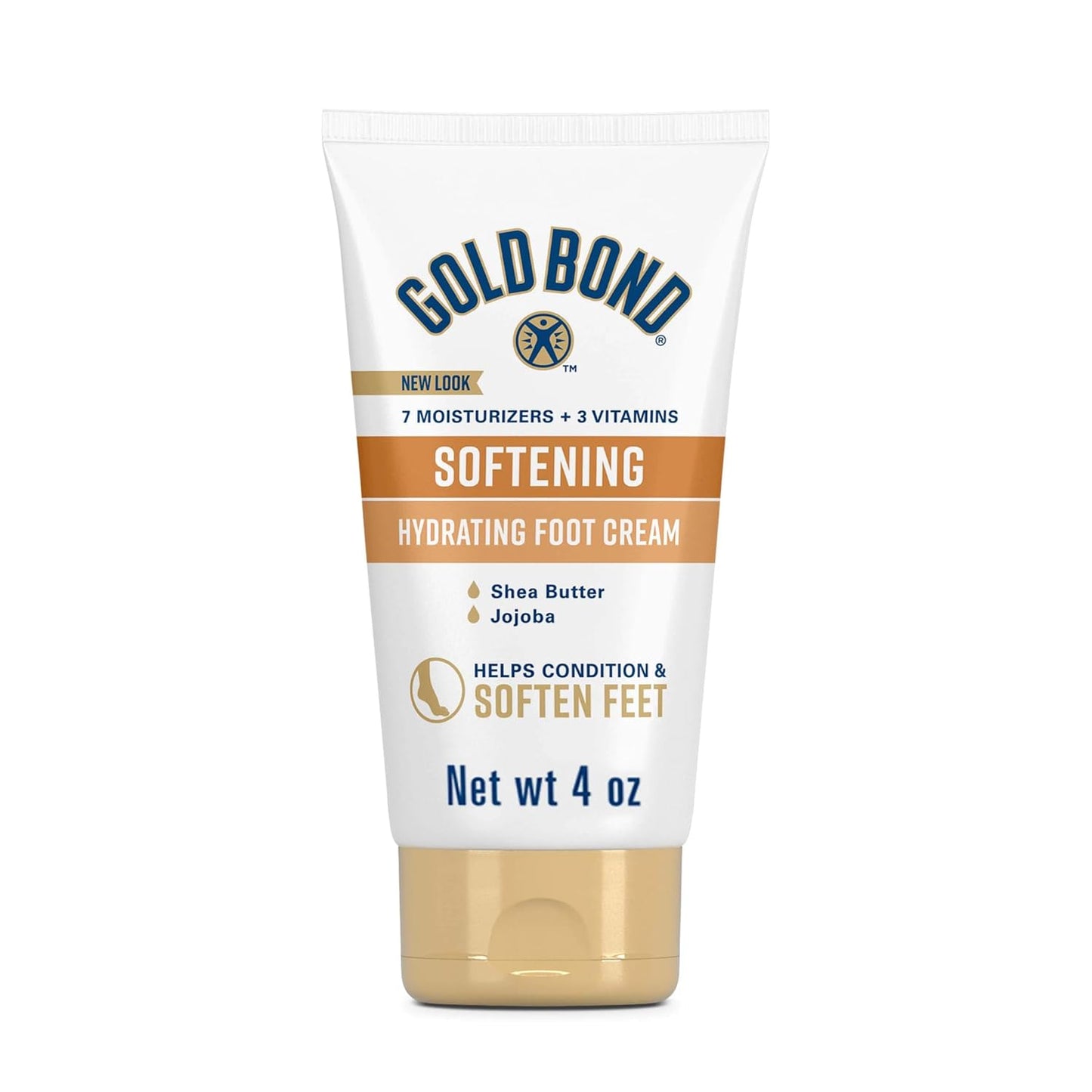 Gold Bond Softening Foot Cream, 4 Oz., Foot Lotion for Dry Feet | Foot lotion for dry cracked feet with shea butter and jojoba to soften rough & dry feet