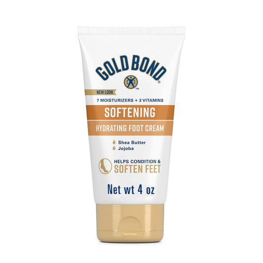 Gold Bond Softening Foot Cream, 4 Oz., Foot Lotion for Dry Feet | Foot lotion for dry cracked feet with shea butter and jojoba to soften rough & dry feet