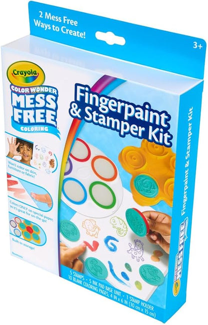 Crayola Color Wonder Mess Free Fingerpaint & Stamper Kit, Safari Stamps for Kids, Color Reveal Ink, Toddler Activity, Gifts, 3+