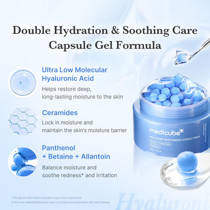 medicube Capsule Cream with Hyaluronic Acid | 120H Lasting Hydration, Barrier Care, Calming Daily Facial Moisturizer For All Skin Types | Panthenol & Ceramides | Korean Skincare, 1.94 oz (Pack of 2)