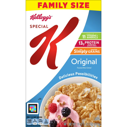 Kellogg's Special K Original Breakfast Cereal Family Size Box, 18 oz