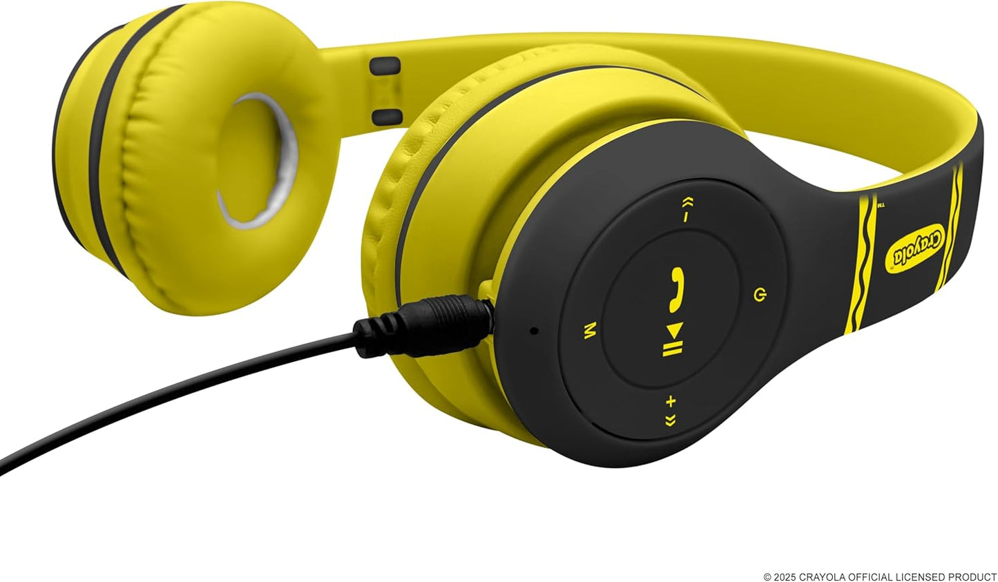 Crayola Kids Over Ear Headphones, Wireless Headphones with Microphone | Lightweight Comfortable Head Phones for Home Travel, Bluetooth 5.0, 5H Playtime, Rechargeable, Hi-Res Sound Audio, FM Radio