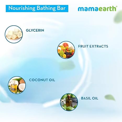 MAMAEARTH Fruit Infused Bathing Bar, 5 x 75g | Formulated with apple, orange, blueberry, strawberry, and mango extracts.