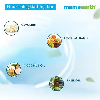 MAMAEARTH Fruit Infused Bathing Bar, 5 x 75g | Formulated with apple, orange, blueberry, strawberry, and mango extracts.
