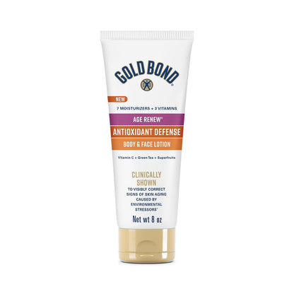 Gold Bond Age Renew Antioxidant Defense Body Lotion & Face Moisturizer | Face and body lotion for women & men, brightens, smooths & evens skin tone, with Vitamin C, Superfruits, Green Tea, 8 oz.