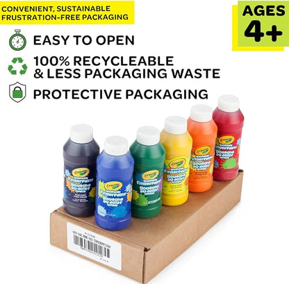 Crayola Washable Finger Paints (6ct), Teacher Classroom Must Haves, Toddler Paint Set, Nontoxic Finger Paint for Kids, Arts & Crafts Supplies for Toddlers