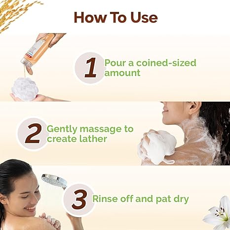 MAMAEARTH Rice Water Body Wash with Rice Water & Lily, 275ml | Body wash formulated with rice water and lily.