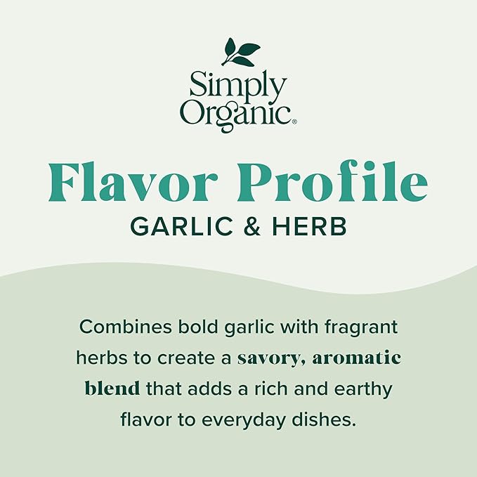 Simply Organic Spice Right Everyday Seasoning Blends, Garlic & Herb, 2 Ounce