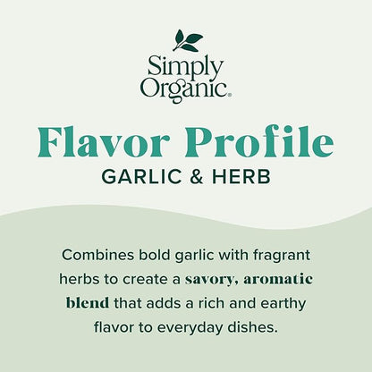 Simply Organic Spice Right Everyday Seasoning Blends, Garlic & Herb, 2 Ounce