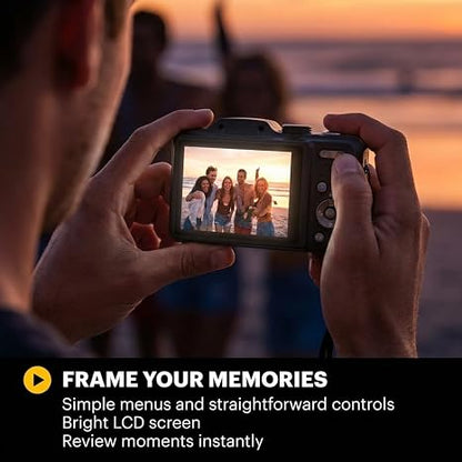 Kodak PIXPRO FZ55 Black 16MP CMOS Sensor Digital Camera 5X Optical Zoom 28mm Wide Angle 1080P Full HD Video 2.7" LCD Vlogging Camera Bundle with Tudak Compatible Case, 32GB SD Card & Microfiber Cloth