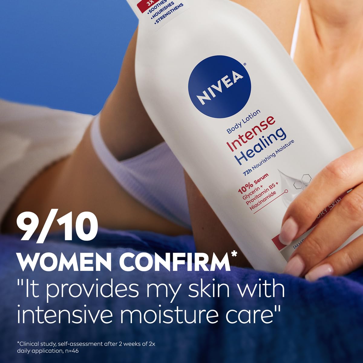 NIVEA Intense Healing Body Cream for Dry, Itchy Skin, 10% Serum, 33.8 Fl Oz