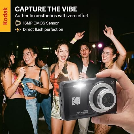 Kodak PIXPRO FZ55 Black 16MP CMOS Sensor Digital Camera 5X Optical Zoom 28mm Wide Angle 1080P Full HD Video 2.7" LCD Vlogging Camera Bundle with Tudak Compatible Case, 32GB SD Card & Microfiber Cloth