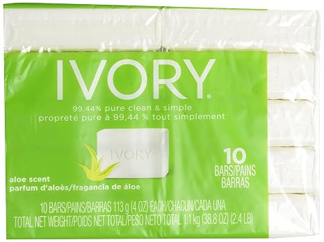 Ivory Bar Soap, Bath Size, Aloe 10 ea (Pack of 3)